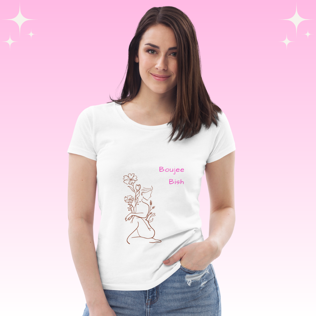 Boujee Bish Dopamine Dressing t-shirt design womens fit white