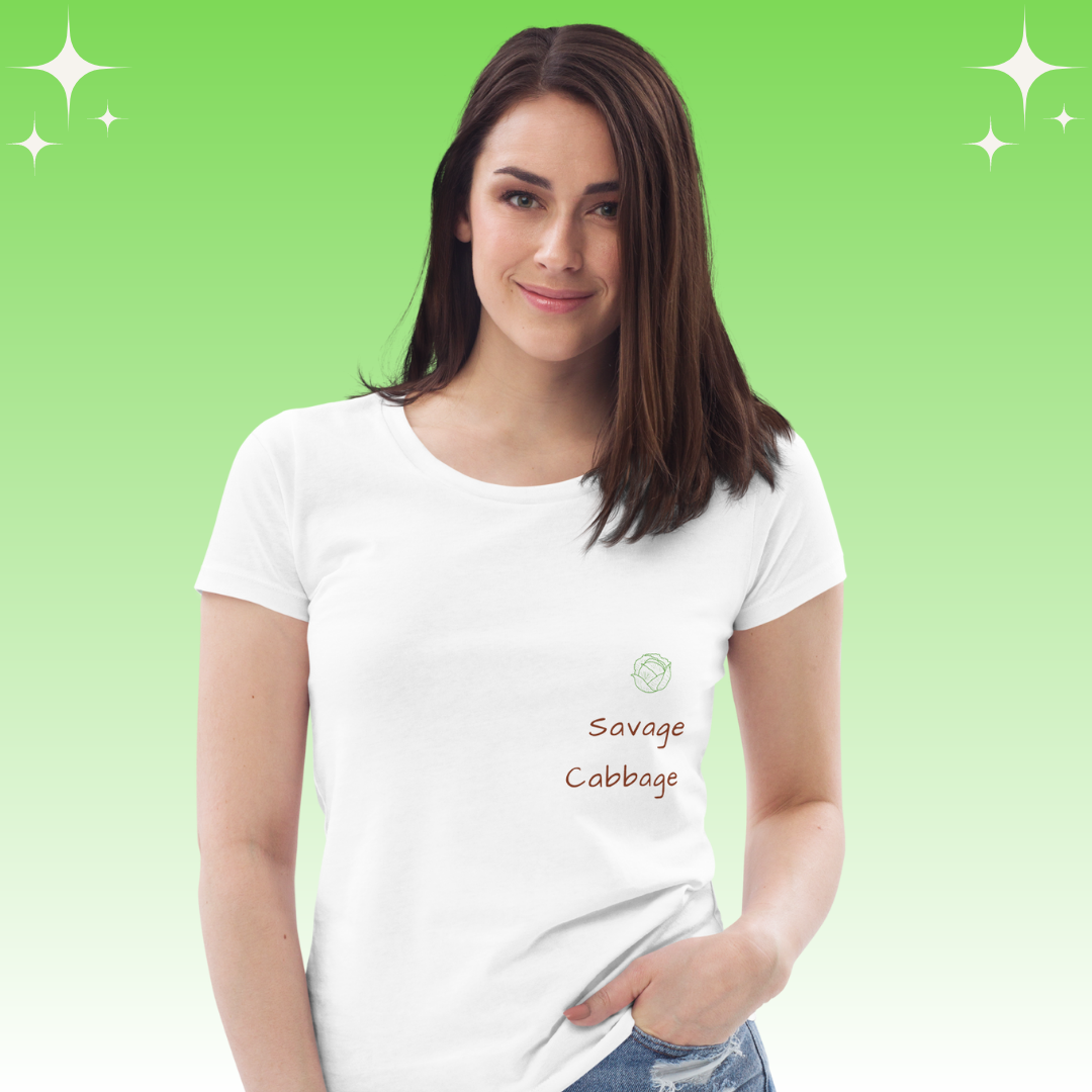 "Savage Cabbage" Dopamine Dressing Women's fit t-shirt design white