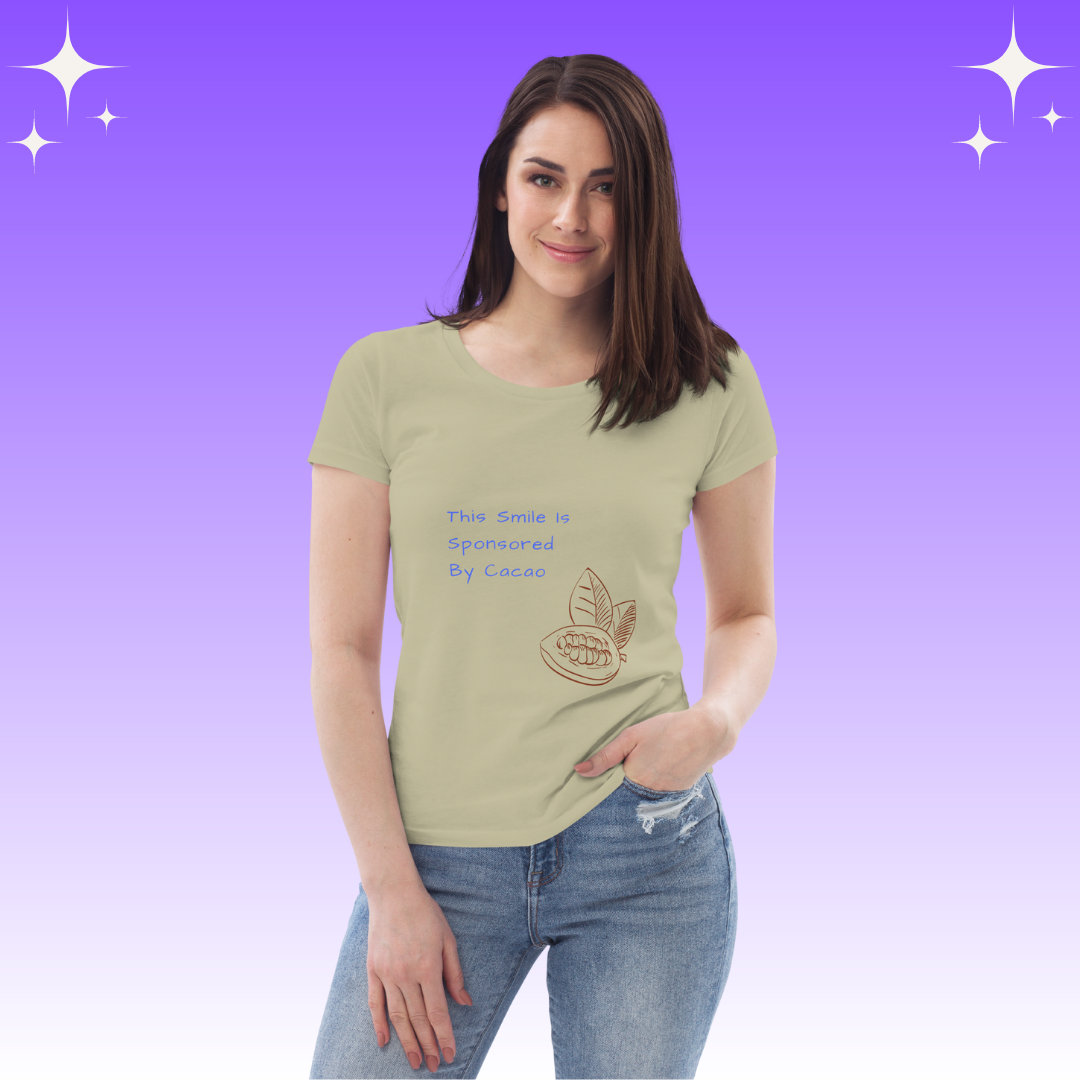 "This Smie is Sponsored by Cacao" Dopamine Dressing Women's fit t-shirt design sage